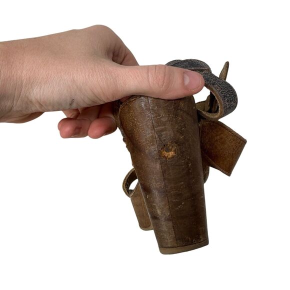 Bed Stu Sophie Platform Heel Sandals Brown Distressed Leather Chunky Y2K Women 7 - Picture 9 of 11